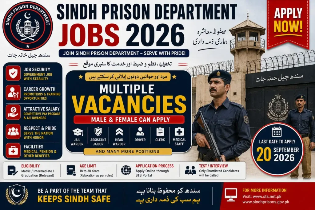 Sindh Prison Department Jobs 2026: Secure Your Job As ASI – Apply Now
