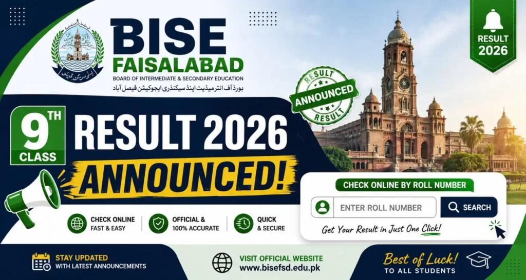 BISE Faisalabad 9th Class Result 2026 Announced – Check Now