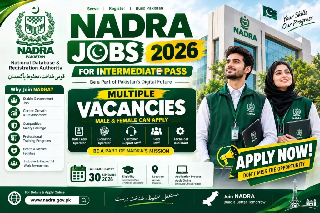 NADRA Jobs 2026 for Intermediate Pass Students – Secure Your Job – Apply Now